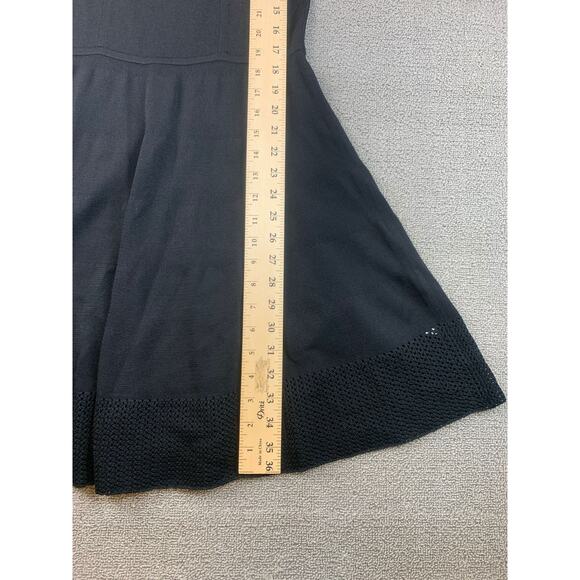 Cynthia Rowley Women's Medium Black Open Knit Fit & Flare A-Line Dress - Picture 7 of 9